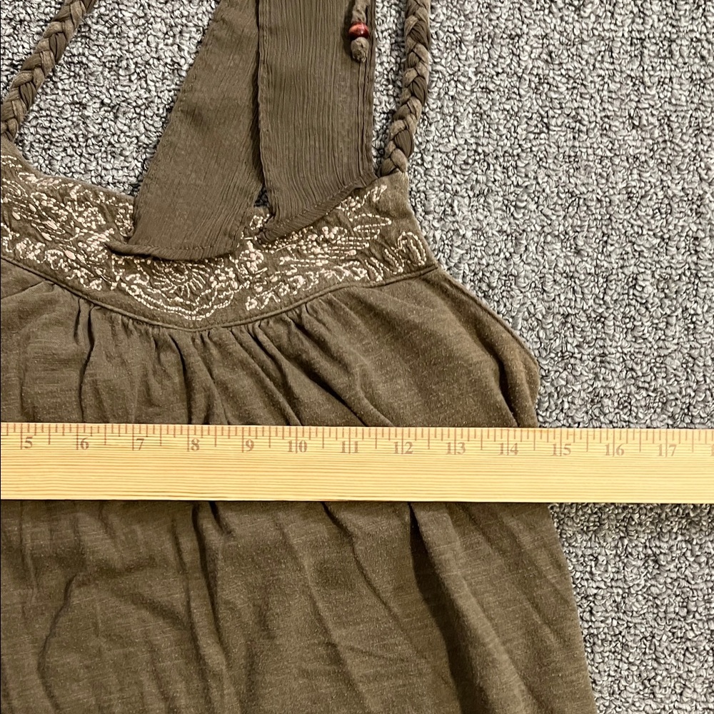 Elegant Brown Women's Top cable halter scarf detail with embroidered detail - Picture 4 of 4